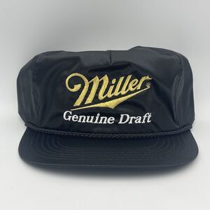 Vintage Miller Genuine Draft SATIN Snapback Hat Cap Rope Beer 90s NEW OLD STOCK